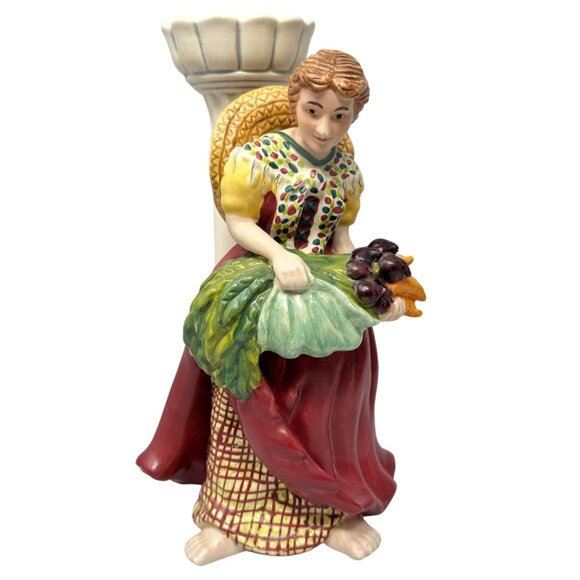 Laura Kelly 18 Carrots Candle Holder 2003 Blue Sky Tealight Lamp Peasant Girl - Picture 1 of 12